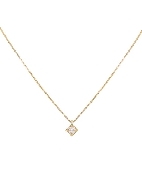 Colgante de oro blanco 18K con brillante de 0,11 ctes en cadena veneciana