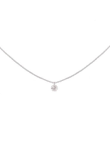 Colgante de oro blanco 18K con brillante de 0,15 ctes en engaste en vuelo