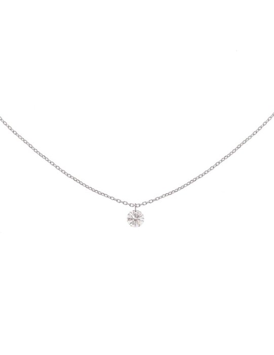 Colgante de oro blanco 18K con brillante de 0,15 ctes en engaste en vuelo
