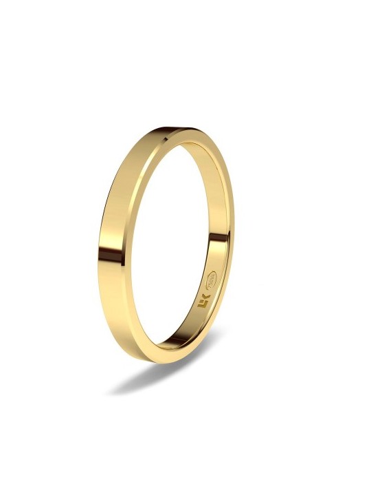Alianza de oro amarillo 18K forma rectangular minimal