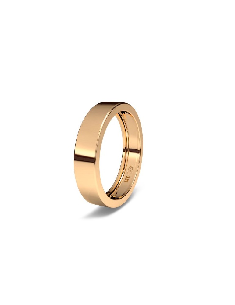 Alianza de oro rojo 18K forma rectangular vacia estandar