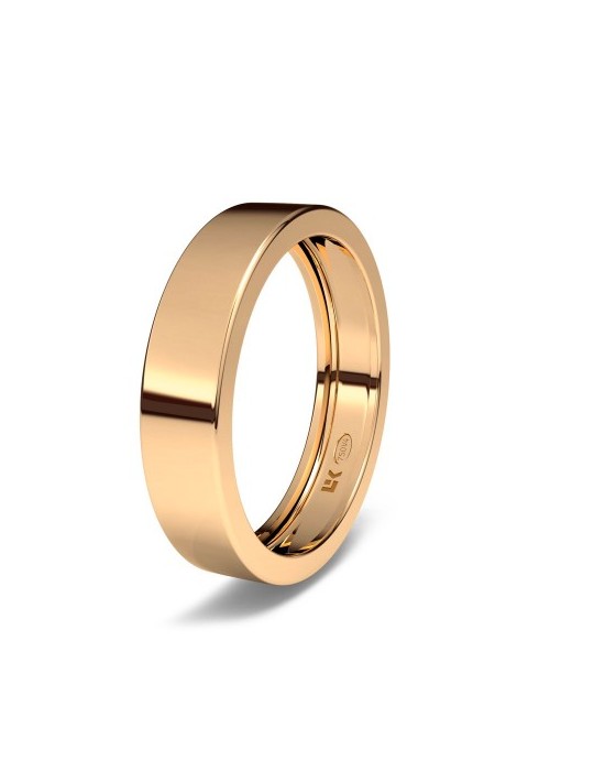 Alianza de oro rojo 18K forma rectangular vacia estandar