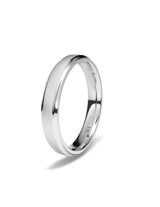 Alianza de oro blanco 18K forma plana maximal decoración elena