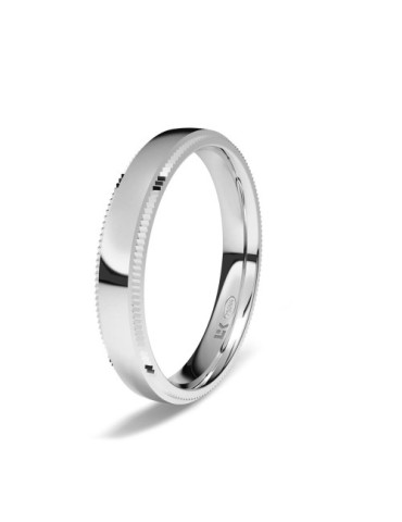 Alianza de oro blanco 18K forma almendrada minimal decoración isabel