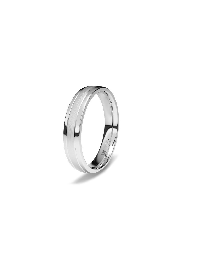 Alianza de oro blanco tres bandas en brillo y seda