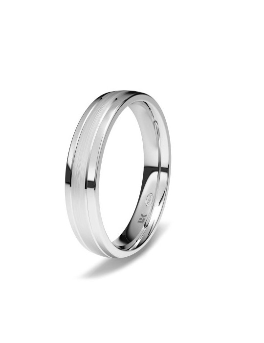 Alianza de oro blanco tres bandas en brillo y seda