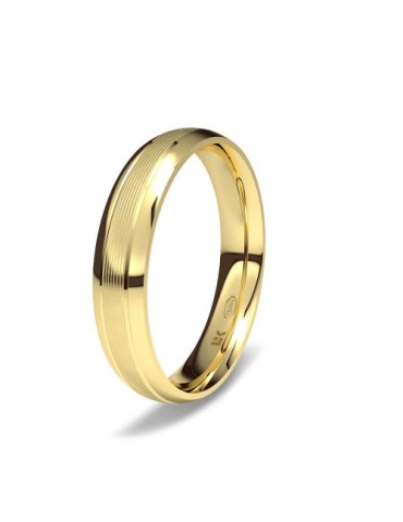 Alianza de oro amarillo almendrada minimal con ondas