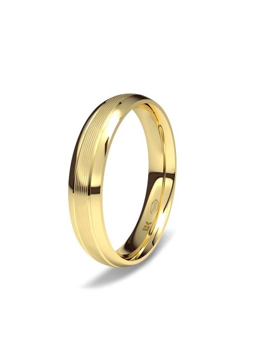 Alianza de oro amarillo almendrada minimal con ondas