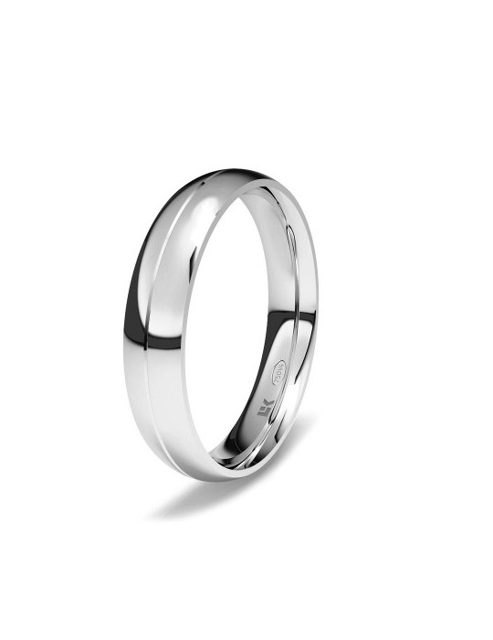 Alianza de oro blanco almendrada, dos bandas brillo