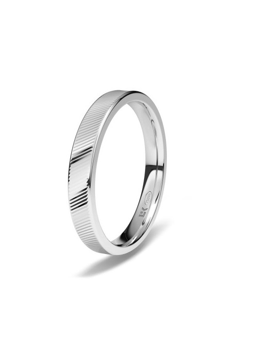 Alianza de oro blanco plana Senda