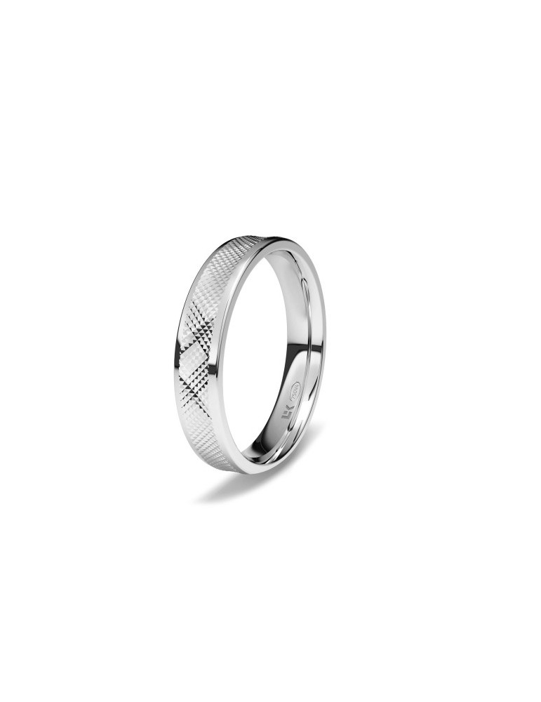 Alianza de oro blanco plana Mimbre