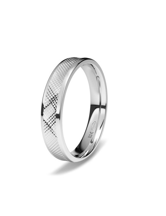 Alianza de oro blanco plana Mimbre