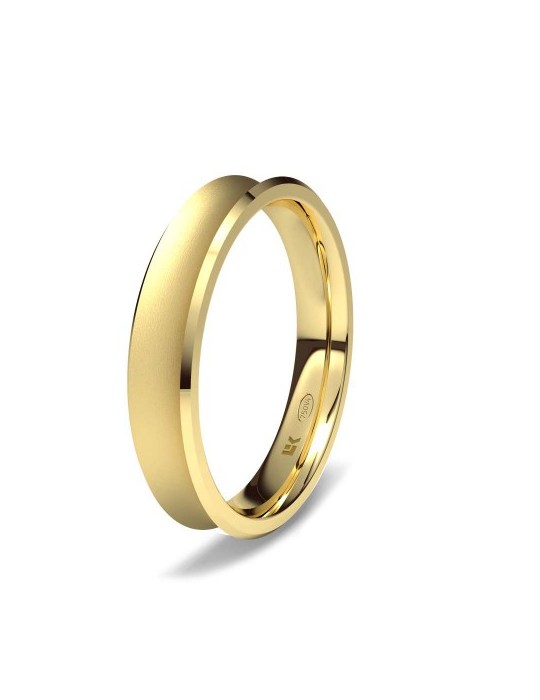 Alianza de oro amarillo cóncava en mate diamante