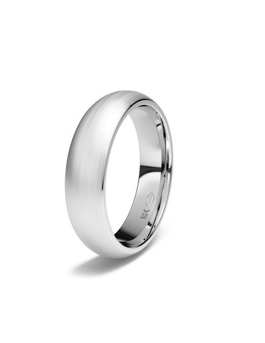 Alianza de oro blanco media caña en mate seda