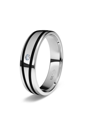 Alianza de oro blanco plana Biarritz