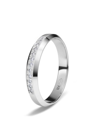 Anillo de compromiso de oro blanco 18K forma trapecio