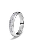 Anillo de compromiso de oro blanco 18K forma media caña