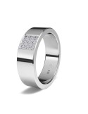 Anillo de compromiso de oro blanco 18K de forma recta con centro de brillantes