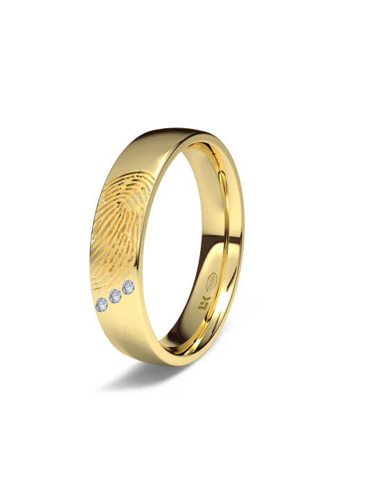 Alianza Huella exterior y 3 diamantes en diagonal