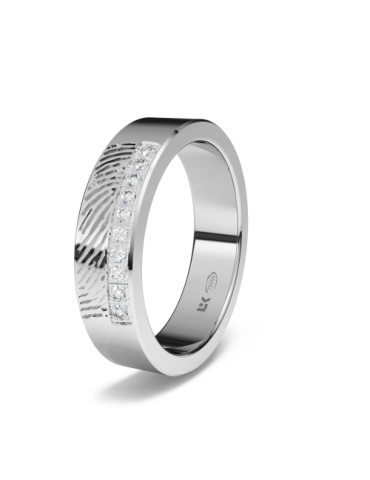 Alianza Huella exterior con 10 diamantes en pavé