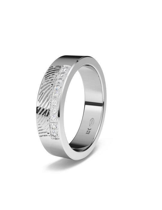 Alianza Huella exterior con 10 diamantes en pavé