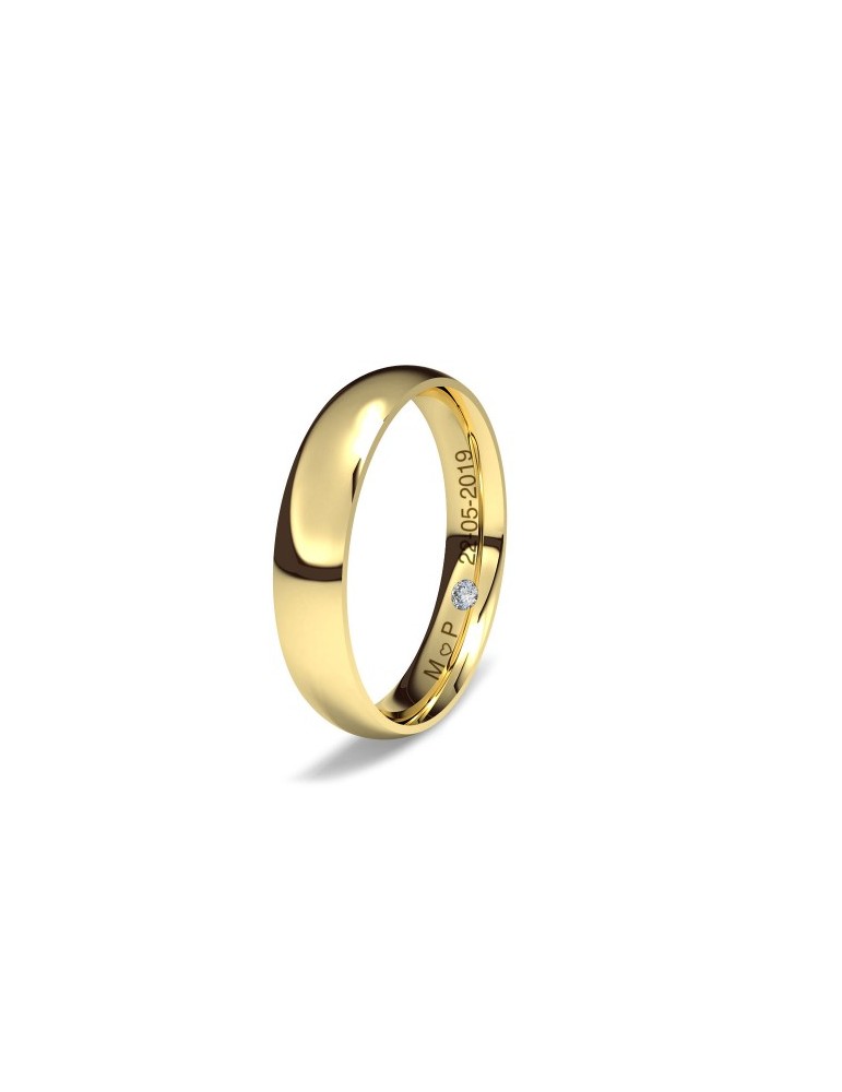 Alianza almendrada diamante interior