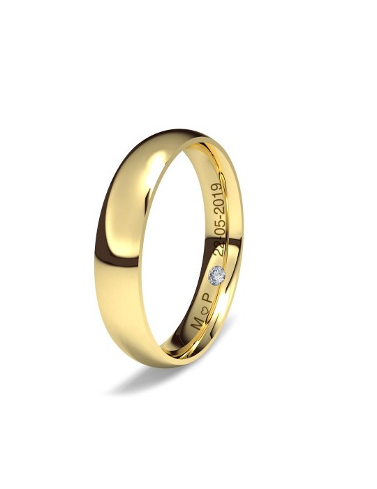 Alianza almendrada diamante interior