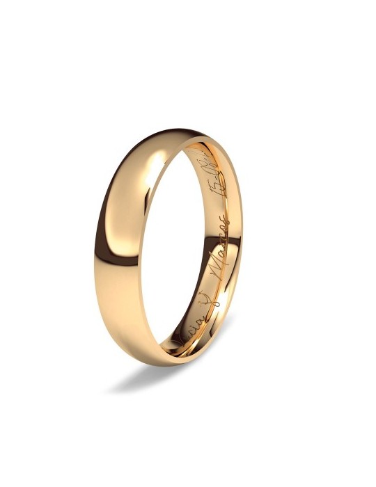 Alianza de oro rojo de puño y letra