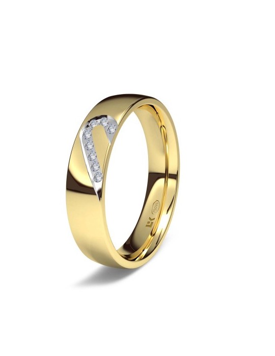 Alianza bicolor Medio corazón con diamantes