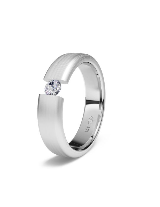 Solitario en oro blanco con diamante en suspensión