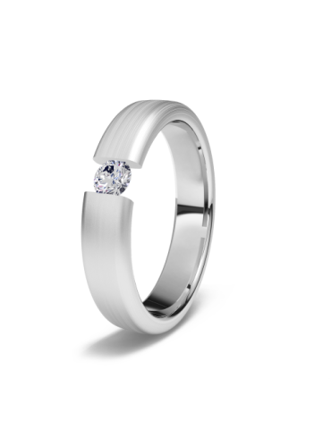 Solitario en oro blanco con diamante en suspensión