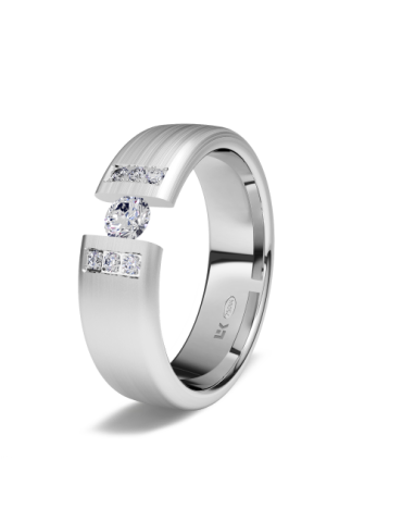 Solitario en oro blanco con diamante en suspensión