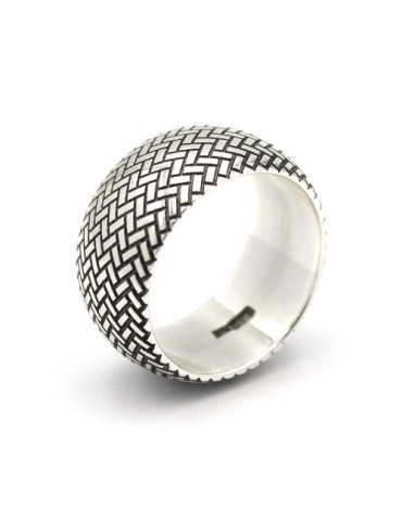 Alianza 10 mm con textura en plata de ley