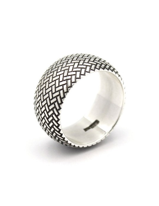 Alianza 10 mm con textura en plata de ley