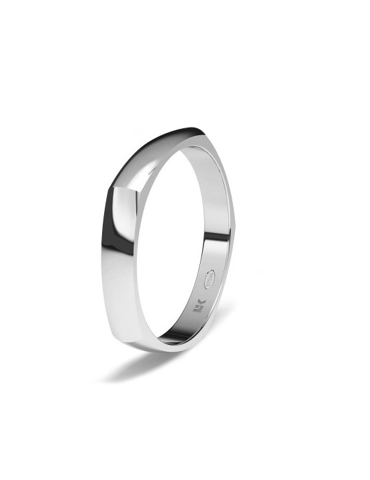 Alianza de oro blanco polygonal 5