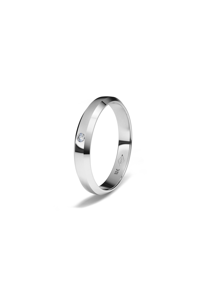 Anillo de compromiso de platino forma trapecio