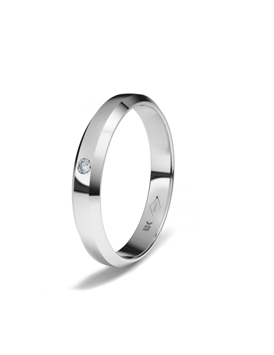 Anillo de compromiso de platino forma trapecio