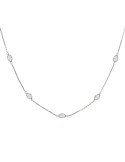Colgante de oro blanco 18K con 11 topacios azules en cadena forza