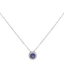 Colgante de oro blanco 18K con zafiro de 0,34 ctes y brillantes