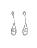 Pendientes de oro blanco 18K con diseño en espiral y brillantes en lágrima de 0,52 ctes
