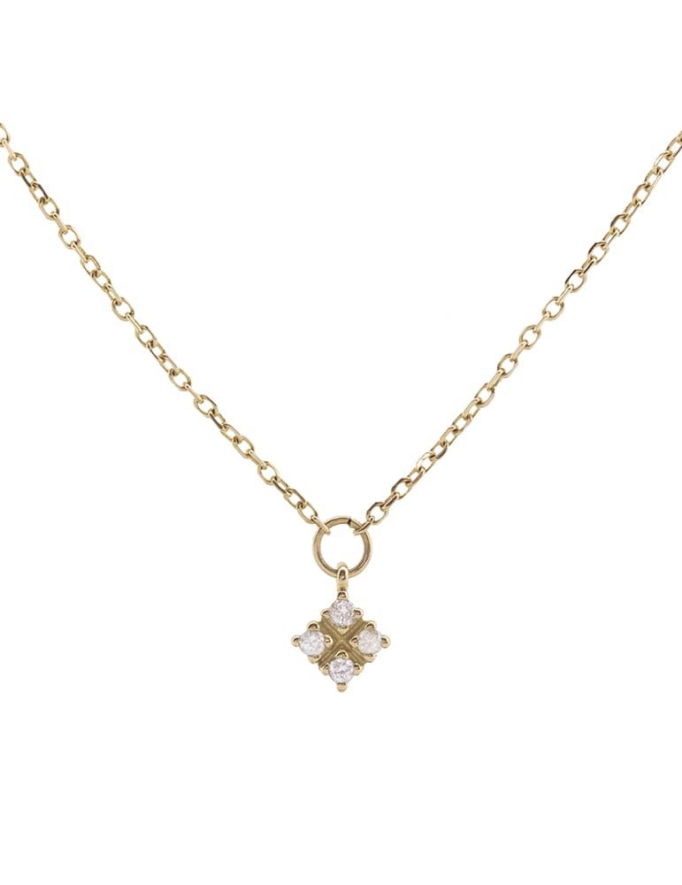 Colgante de oro blanco 18K con rombo de diamantes 0,08 ctes