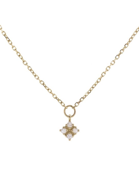 Colgante de oro blanco 18K con rombo de diamantes 0,08 ctes