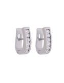 Pendientes de oro blanco 18K tipo media criolla con brillantes en carril de 0,82 ctes