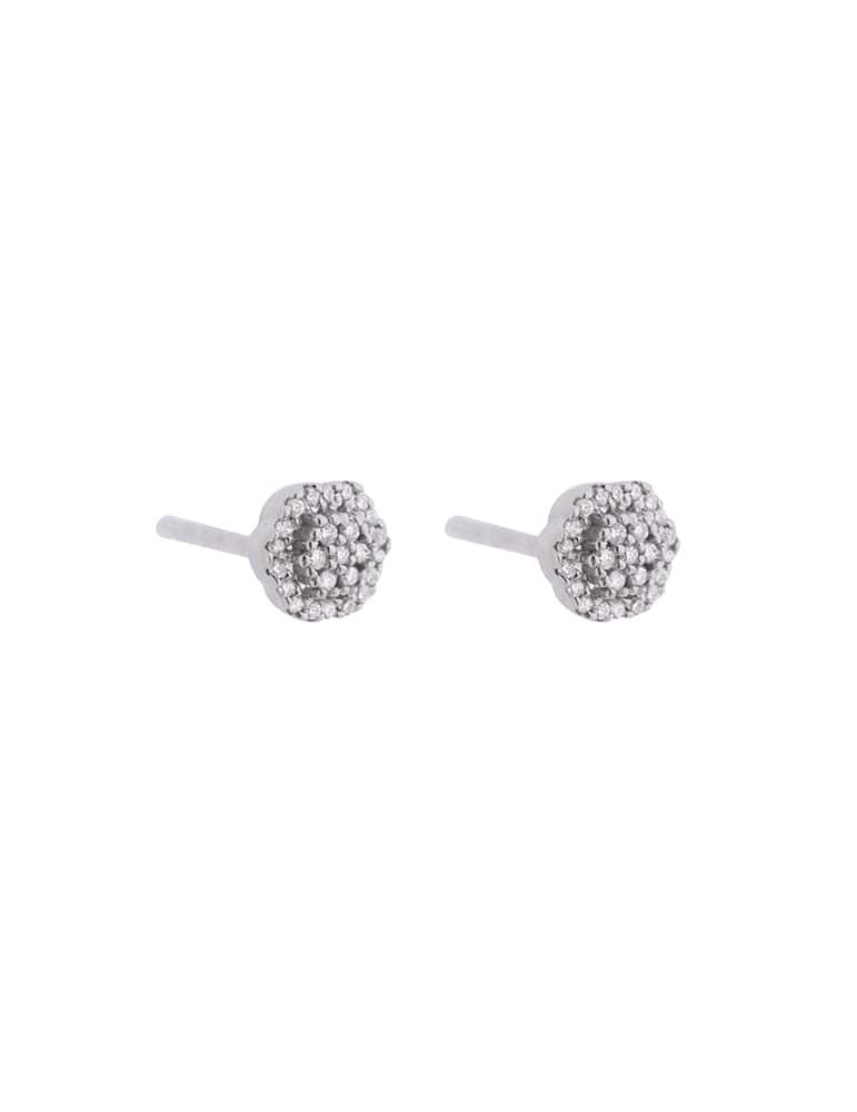 Pendientes de oro blanco 18K con pavé de brillantes en hexágono de 0,17 ctes