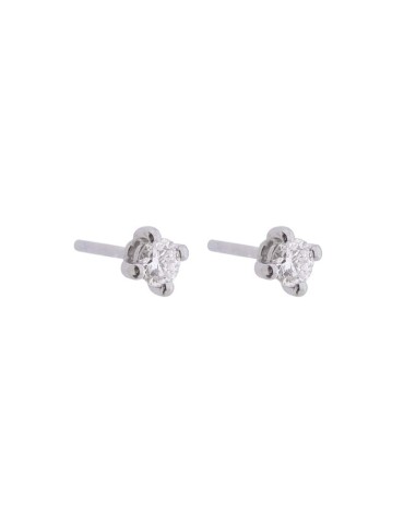 Pendientes dormilonas de oro blanco 18K con brillantes de 0,40 ctes en garra