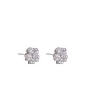 Pendientes de oro blanco 18K con flor margarita en pavé de brillantes de 0,71 ctes