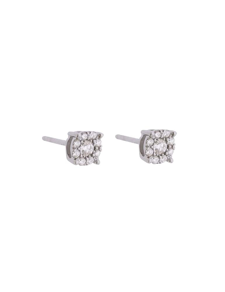Pendientes de oro blanco 18K con roseta de brillantes en engaste invisible de 0,41 ctes