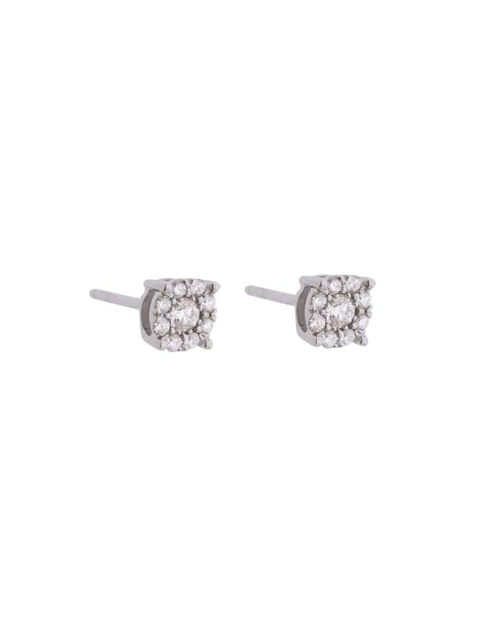 Pendientes de oro blanco 18K con roseta de brillantes en engaste invisible de 0,41 ctes