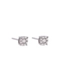 Pendientes de oro blanco 18K con roseta de brillantes en engaste invisible de 0,41 ctes
