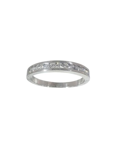 Anillo media alianza de oro blanco 18K con 13 brillantes en carril de 0,30 ctes